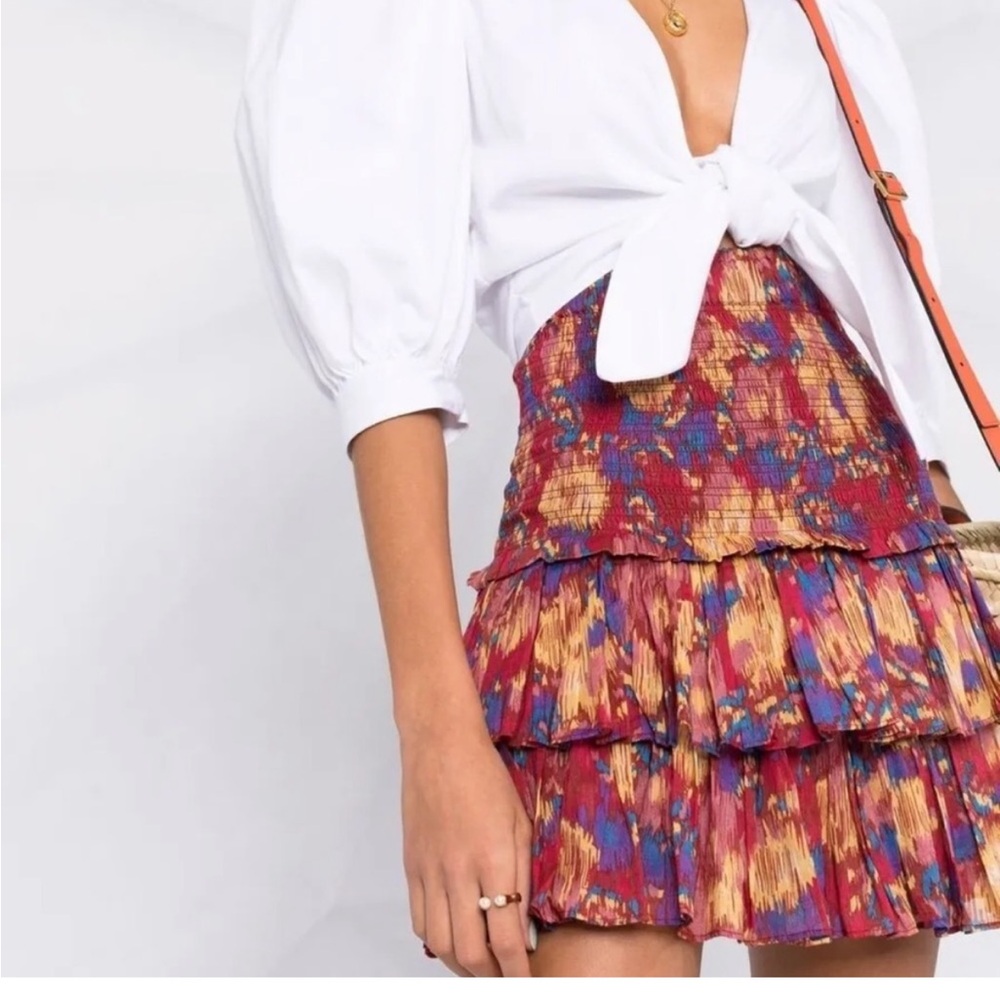 Isabel Marant Naomi Smocked Floral Mini Skirt
